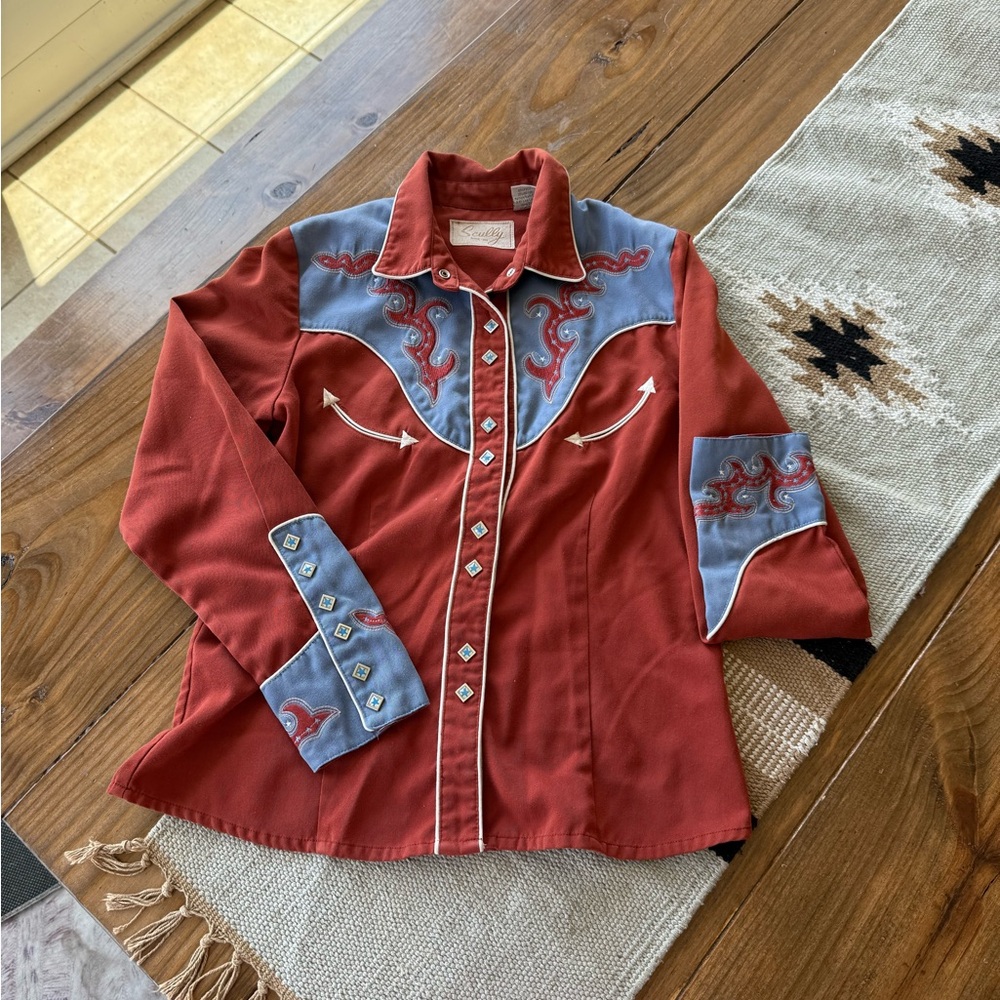 Vintage Scully Red and Blue Western Shirt